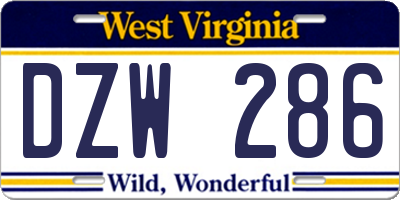 WV license plate DZW286