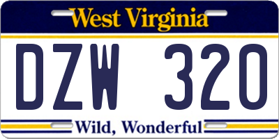 WV license plate DZW320