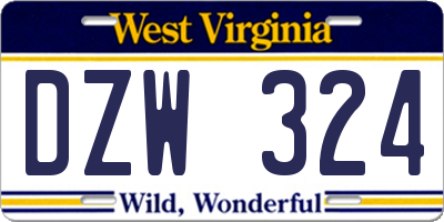 WV license plate DZW324