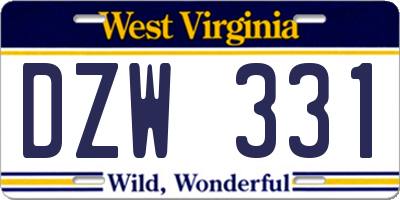 WV license plate DZW331