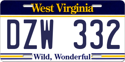 WV license plate DZW332
