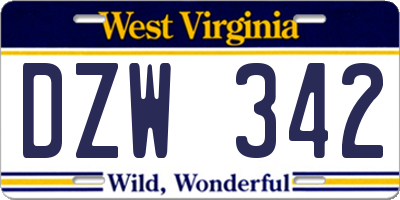WV license plate DZW342