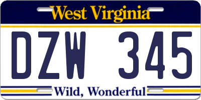 WV license plate DZW345