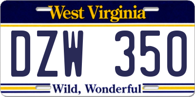 WV license plate DZW350