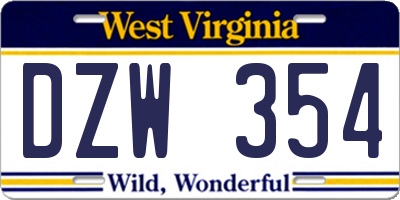 WV license plate DZW354