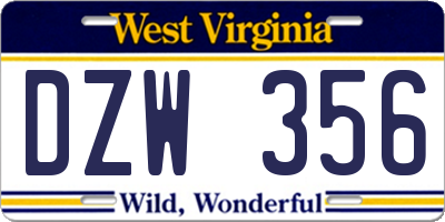 WV license plate DZW356