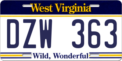 WV license plate DZW363
