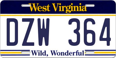 WV license plate DZW364