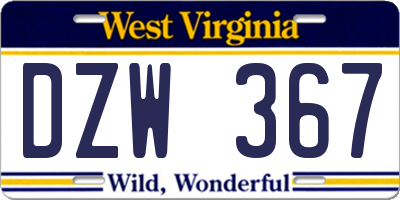 WV license plate DZW367