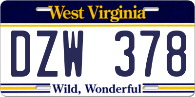 WV license plate DZW378