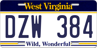 WV license plate DZW384