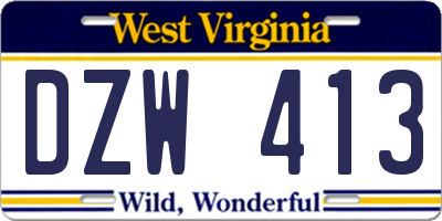 WV license plate DZW413
