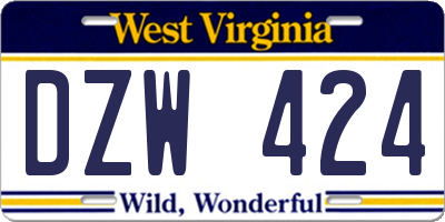 WV license plate DZW424