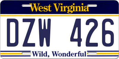 WV license plate DZW426