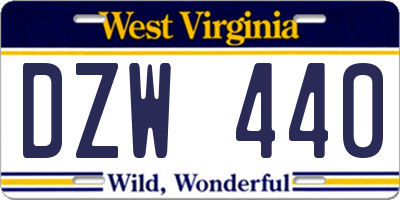 WV license plate DZW440