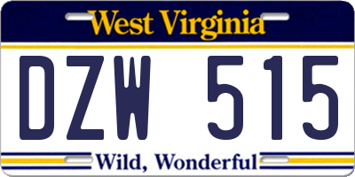 WV license plate DZW515