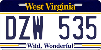 WV license plate DZW535