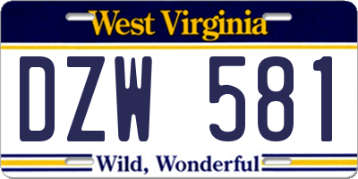 WV license plate DZW581