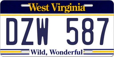 WV license plate DZW587