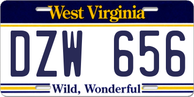 WV license plate DZW656