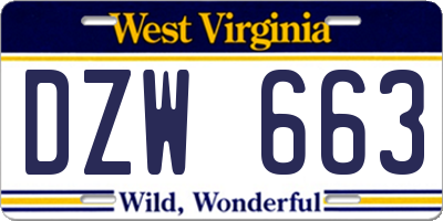 WV license plate DZW663