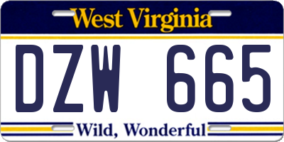 WV license plate DZW665