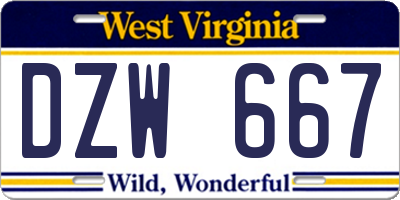 WV license plate DZW667