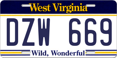 WV license plate DZW669