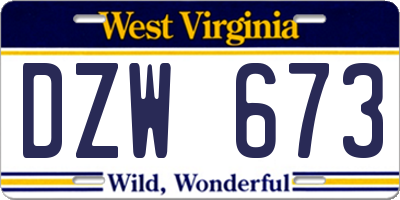 WV license plate DZW673
