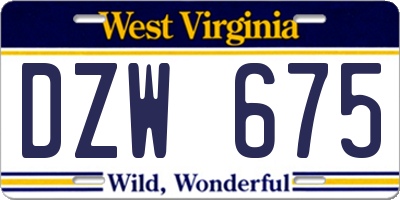WV license plate DZW675