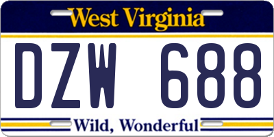 WV license plate DZW688