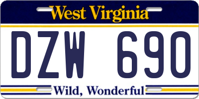 WV license plate DZW690