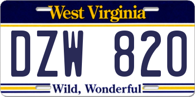 WV license plate DZW820