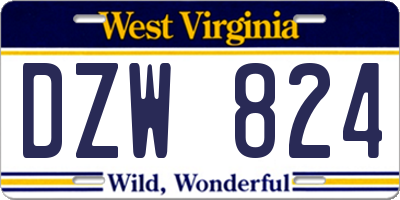 WV license plate DZW824