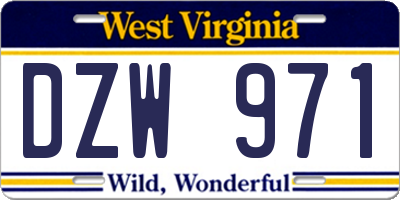WV license plate DZW971