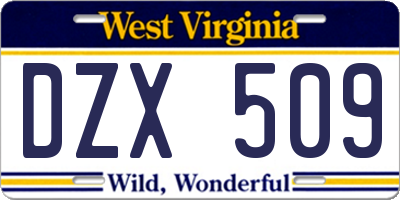 WV license plate DZX509