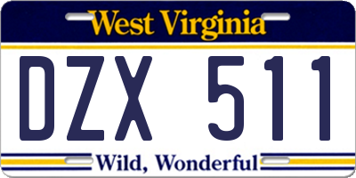 WV license plate DZX511