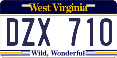 WV license plate DZX710