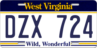 WV license plate DZX724