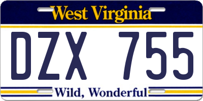 WV license plate DZX755