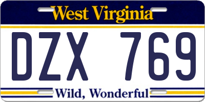 WV license plate DZX769