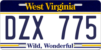 WV license plate DZX775