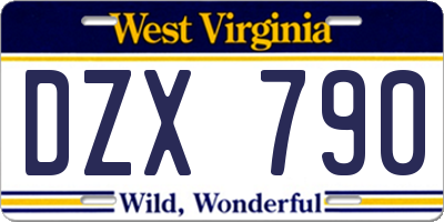 WV license plate DZX790