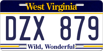 WV license plate DZX879