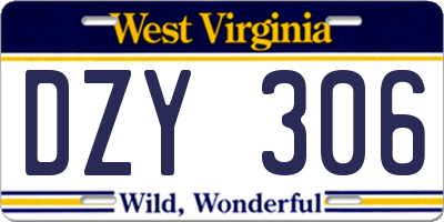 WV license plate DZY306