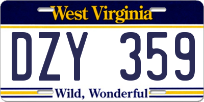 WV license plate DZY359