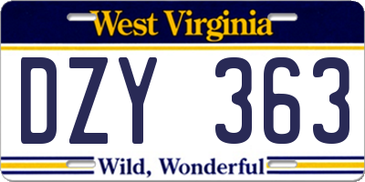 WV license plate DZY363