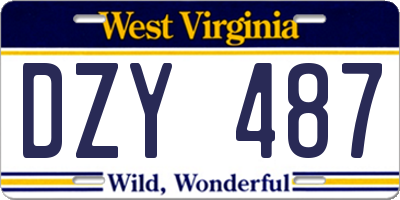 WV license plate DZY487