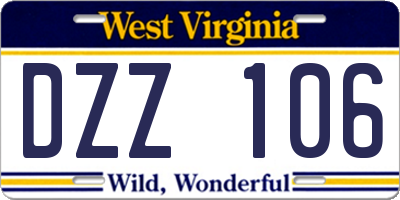 WV license plate DZZ106
