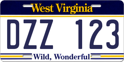 WV license plate DZZ123